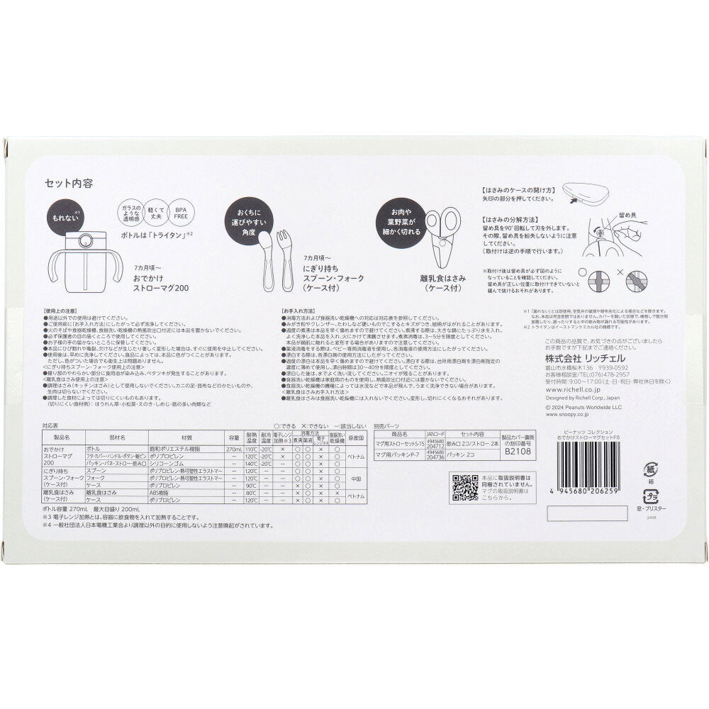 リッチェル ピーナッツ コレクション おでかけストローマグセット FS